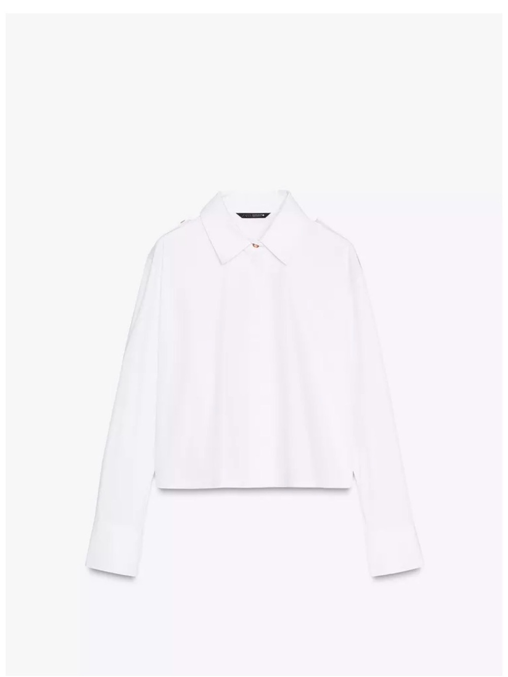 Zara White Poplin Cropped Blouse